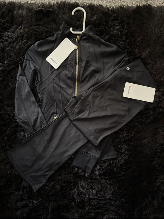 lululemon athletica Pants - lululemon athletica Black Performance Zip Jacket/ Gold Hardware Leggings flared